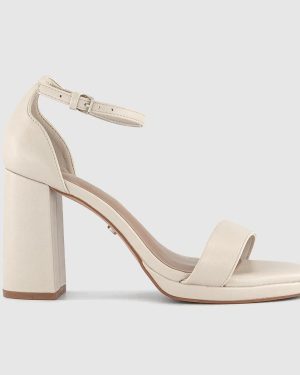 OFFICE Womens Holly Two Part Platform Heeled Sandals Off White, 3