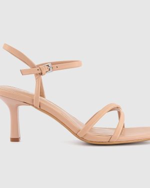 OFFICE Womens Micky Cross Over Skinny Strap Heeled Sandals Beige Natural, 3