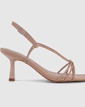 OFFICE Womens Mischa Knotted Slingback Heeled Sandals Blush Natural, 3