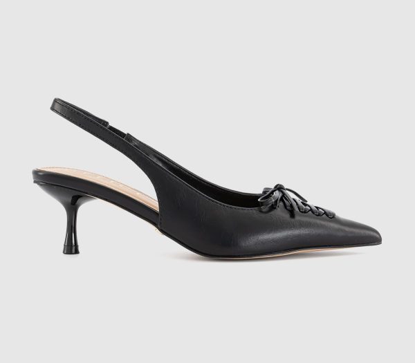 OFFICE Womens Missy Lace Up Detail Slingback Kitten Heels Black, 3
