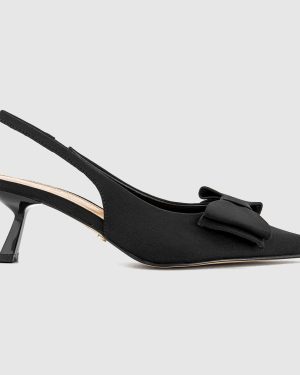 OFFICE Womens Molly Bow Detail Slingback Kitten Heels Black, 3
