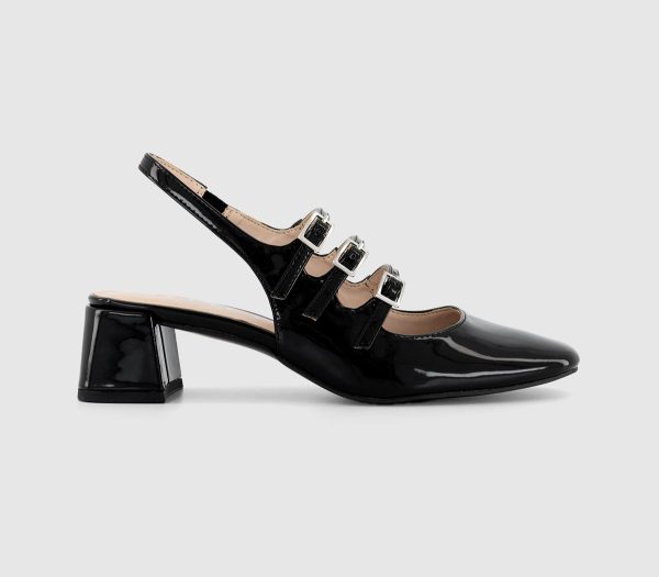 OFFICE Womens Mylah Triple Strap Sling Back Mary Janes Black, 4