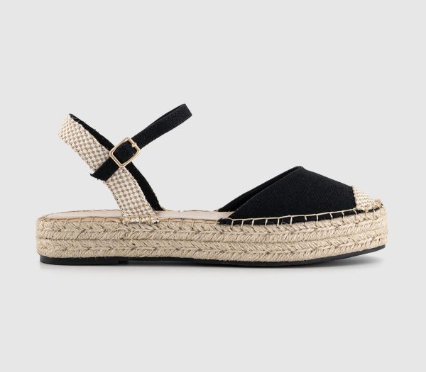 OFFICE Womens Sadie Closed Toe Flatform Espadrilles Black Canvas, 5