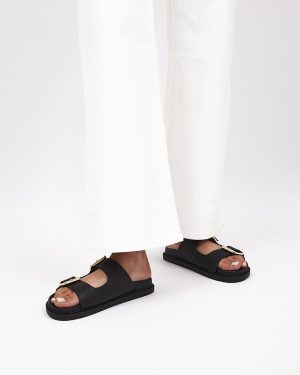 OFFICE Womens Sunkissed Double Strap Chunky Sliders Black, 6