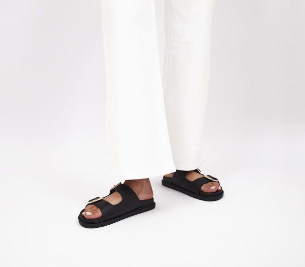 OFFICE Womens Sunkissed Double Strap Chunky Sliders Black, 6
