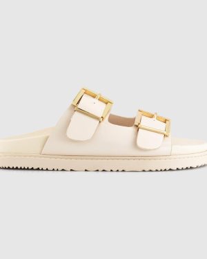 OFFICE Womens Sunkissed Double Strap Chunky Sliders Off White, 8