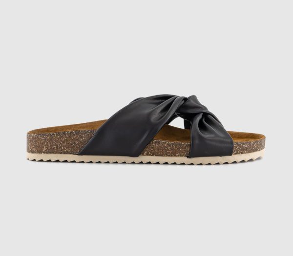 OFFICE Womens Sustain Twist Knot Footbed Sandals Black, 4