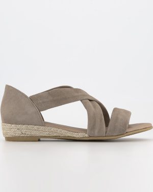OFFICE Womens Wide Fit: Hallie Cross Strap Espadrilles Camel Suede Natural, 5
