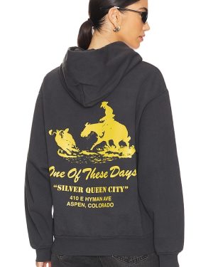 ONE OF THESE DAYS x FWRD Silver Queen City Hoody in Black. Size S.