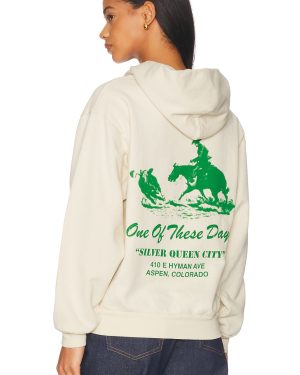 ONE OF THESE DAYS x FWRD Silver Queen Hoody in Washed Bone - White. Size L (also in M).