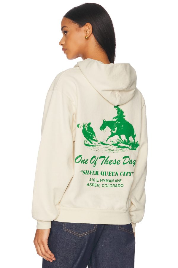 ONE OF THESE DAYS x FWRD Silver Queen Hoody in Washed Bone - White. Size L (also in M).