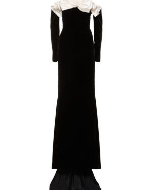 Off-shoulder Velvet Maxi Dress