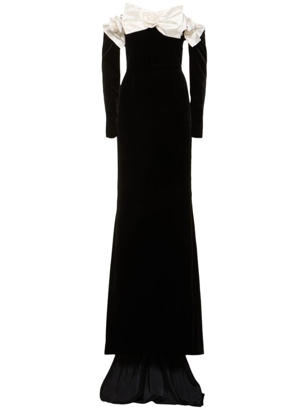 Off-shoulder Velvet Maxi Dress