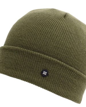 Olive Green Fine Knitted Beanie Hat with Rubber Tresanti Logo
