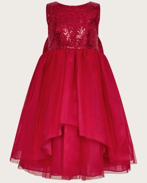 Olivia Sequin Organza Dress Red