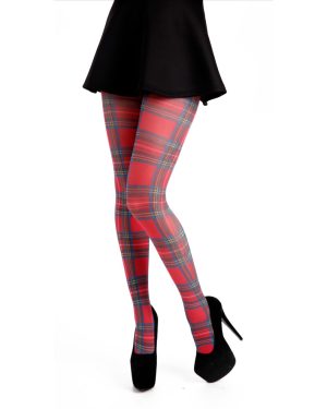 (One Size (8-14), Original Red Tartan Tights - Red) Pamela Mann Coloured Tartan Plus Size Ladies Women Tights Scottish Clans Check Tights