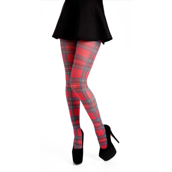 (One Size (8-14), Original Red Tartan Tights - Red) Pamela Mann Coloured Tartan Plus Size Ladies Women Tights Scottish Clans Check Tights