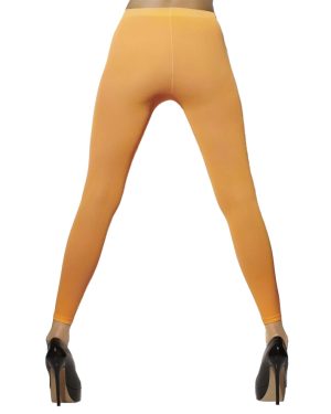 (One Size, Neon Orange) Smiffys Womens/Ladies 80s Party Opaque Footless Tights