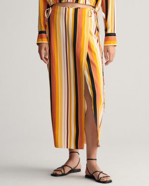 Orange Striped Wrap Skirt