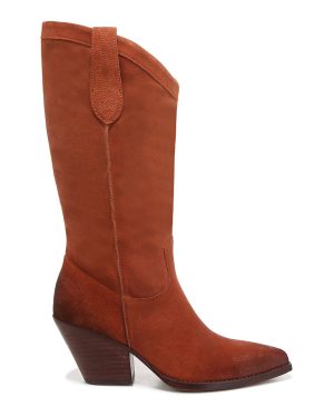 Orange Western Heeled Long Boots