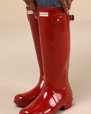 Original Tall Military Red Glossy Rain Boots