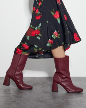 Orla Leather Heeled Boots Red