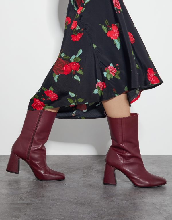 Orla Leather Heeled Boots Red