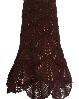 Oscar de la Renta - Crocheted Cotton Midi Skirt - Brown - S - Moda Operandi