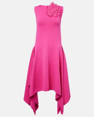 Oscar de la Renta Floral-applique asymmetric cocktail dress