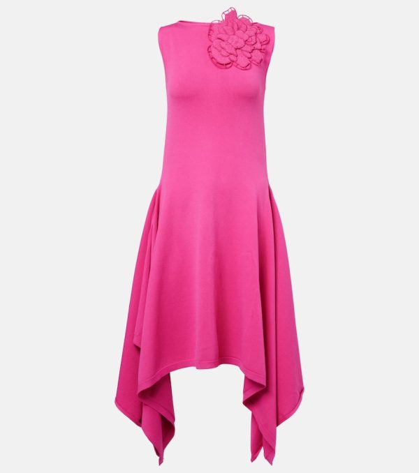 Oscar de la Renta Floral-applique asymmetric cocktail dress