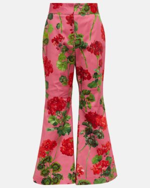 Oscar de la Renta Floral high-rise cotton-blend flared pants