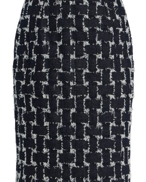 Oscar de la Renta - Frayed Jacquard Denim Mini Skirt - Dark Wash - US 8 - Only At Moda Operandi