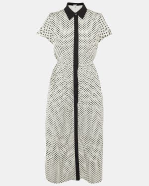 Oscar de la Renta Monochrome Floral Printed Cotton Maxi Dress M