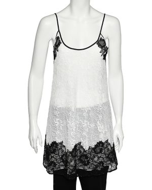 Oscar de la Renta Monochrome Lace Slip Dress M