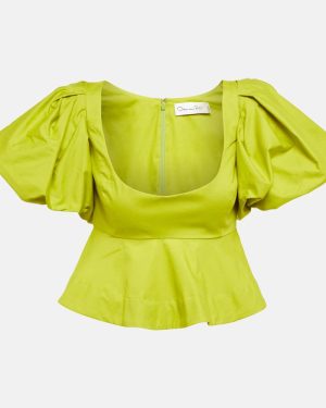 Oscar de la Renta Peplum cotton crop top