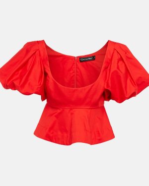 Oscar de la Renta Peplum cotton crop top