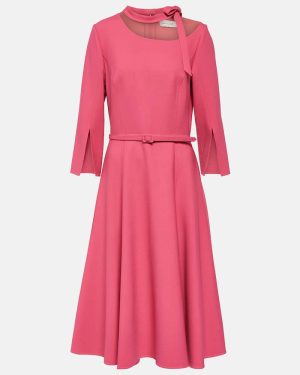 Oscar de la Renta Split-sleeve wool-blend midi dress