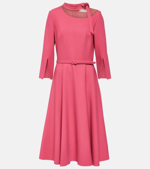 Oscar de la Renta Split-sleeve wool-blend midi dress