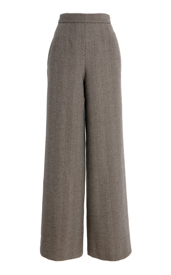 Oscar de la Renta - Tailored Cashmere-Blend Wide-Leg Pants - Taupe - US 14 - Only At Moda Operandi