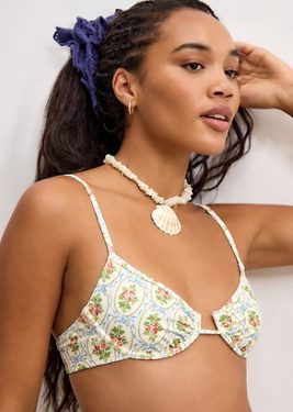 Out From Under Wallpaper Underwire Bikini Top - White S at Urban Outfitters