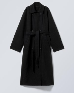 Oversized Double-Breasted Wool-Blend Coat