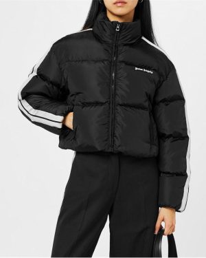 PALM ANGELS Cropped Track Padded Jacket - Black