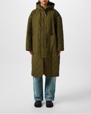 PALM ANGELS Quilted Parka Jacket - Green