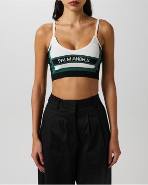 PALM ANGELS Race Crop Knit Top - Blue