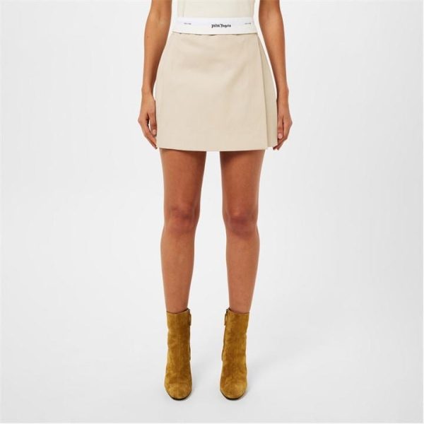 PALM ANGELS Reverse Pleated Mini Skirt - Beige