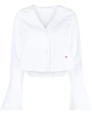 PALM ANGELS WOMENS BASEBALL BLOUSE Size: 44, colour: WHITE