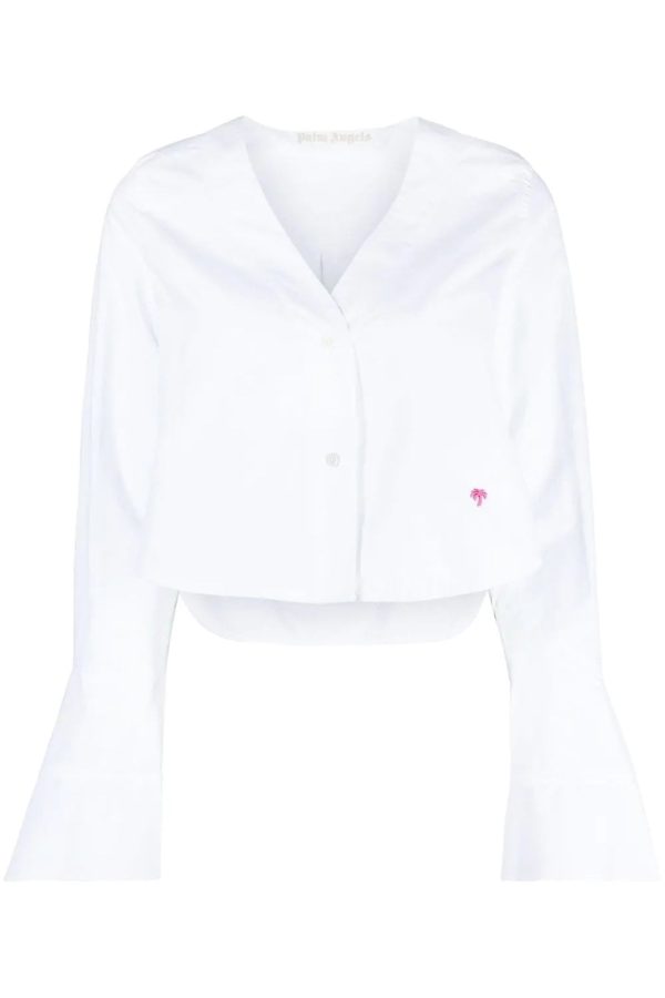 PALM ANGELS WOMENS BASEBALL BLOUSE Size: 44, colour: WHITE