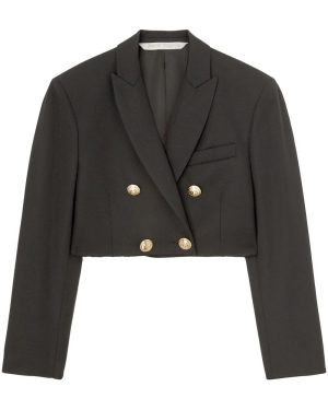 PALM ANGELS WOMENS CROPPED BLAZER Size: 40, colour: BLACK