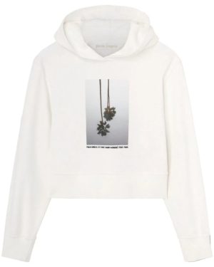 PALM ANGELS WOMENS MIRAGE FITTED HOODY Size: S, colour: WHITE