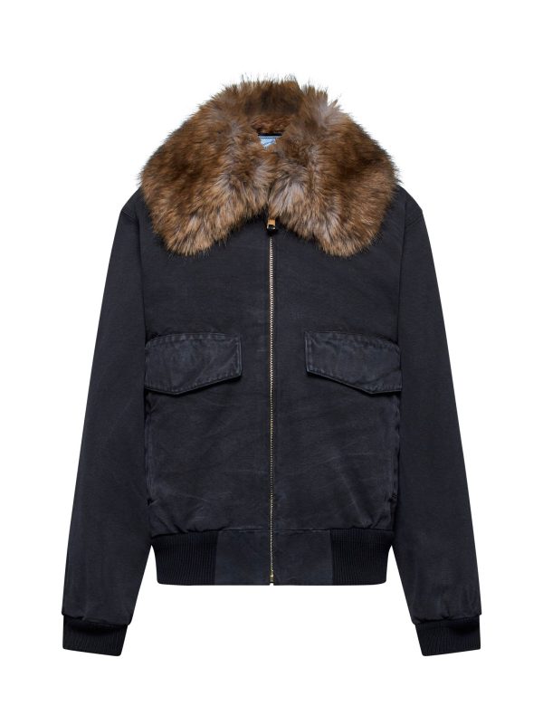 PRADA ABBIGLIAMENTO | Fur neck cotton bomber jacket | Women | 38